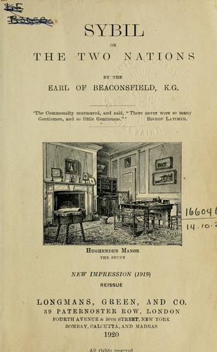 Benjamin Disraeli: Sybil (1920, Longmans, Green)