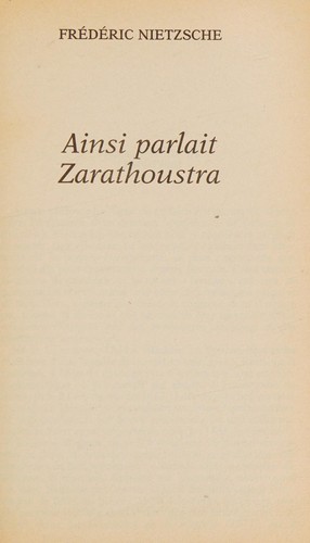 Friedrich Nietzsche: Ainsi parlait Zarathoustra (French language, 1998, Maxi-livres Profrance)