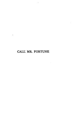 H. C. Bailey: Call Mr. Fortune (1921, E.P. Dutton & Company)