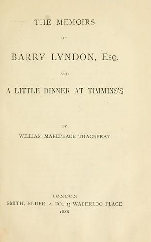 William Makepeace Thackeray: The memoirs of Barry Lyndon, esq. (1886, Smith, Elder)