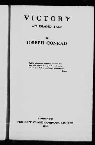 Joseph Conrad: Victory (1994, Copp Clark)