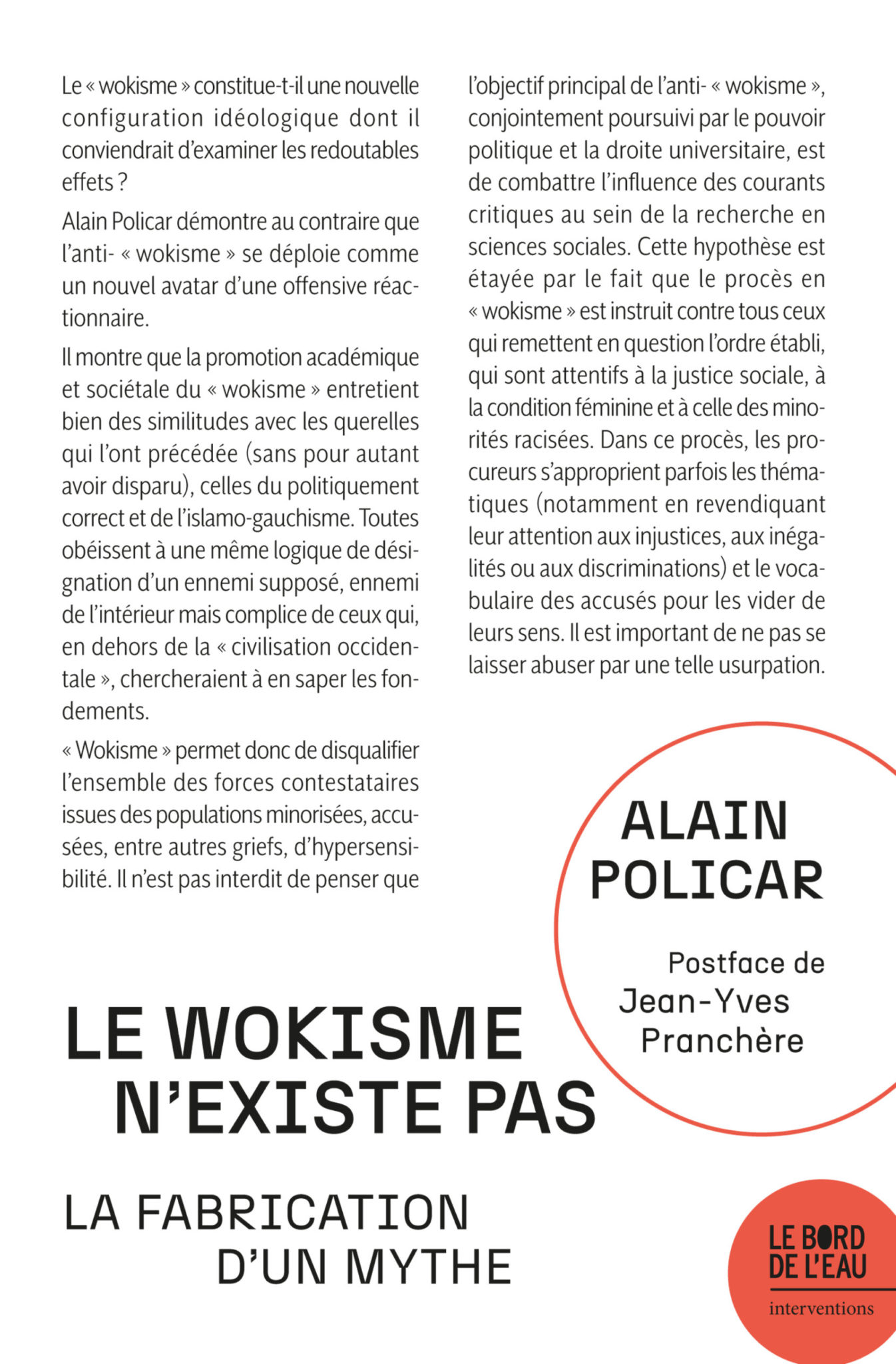 Alain Policar: Le wokisme n'existe pas (Hardcover, Français language, 2024, Éditions Bord de l'eau)