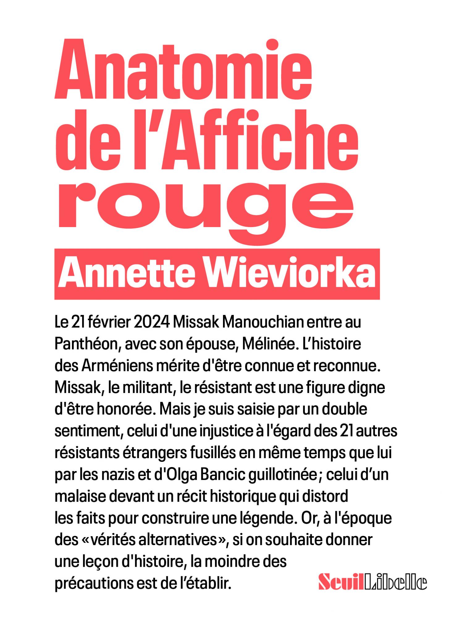 Annette Wieviorka: Anatomie de l'Affiche Rouge (Paperback, français language, Seuil)