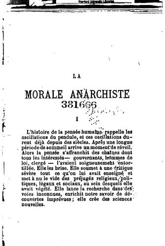 Peter Kropotkin: La morale anarchiste ... (1891, Au bureau de la Révolte)