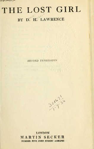 D. H. Lawrence: The lost girl (1920, M. Secker)